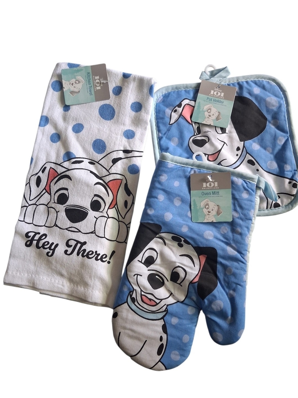 Kids Blue Dalmatian Kitchen Set - Oven Mitt, Pot Holder & Towel
